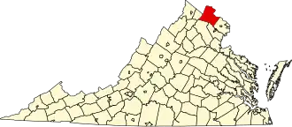 Map of Virginia highlighting Loudoun County