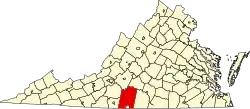 State map highlighting Pittsylvania County