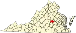 State map highlighting Powhatan County
