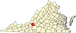State map highlighting Roanoke County