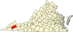 State map highlighting Russell County