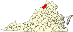 State map highlighting Shenandoah County