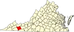 State map highlighting Smyth County