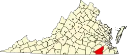 State map highlighting Southampton County