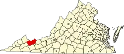 State map highlighting Tazewell County