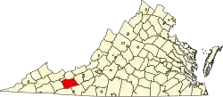 State map highlighting Wythe County