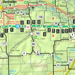 KDOT map of Wabaunsee County (legend)