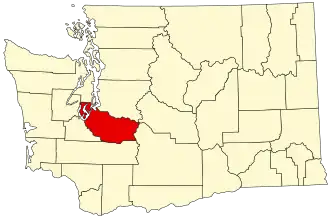 Map of Washington highlighting Pierce County