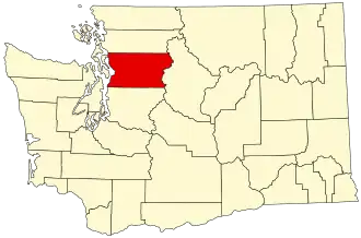 Map of Washington highlighting Snohomish County