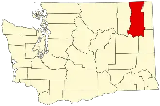 Map of Washington highlighting Stevens County