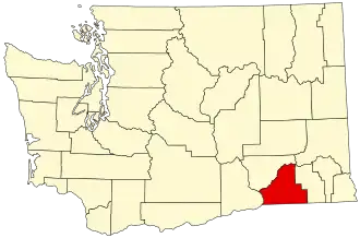 State map highlighting Walla Walla County