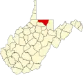 State map highlighting Monongalia County