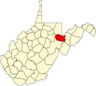 State map highlighting Tucker County