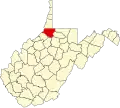 State map highlighting Wetzel County