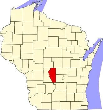 Map of Wisconsin highlighting Adams County