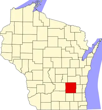 Map of Wisconsin highlighting Dodge County