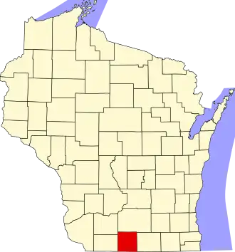 Map of Wisconsin highlighting Green County