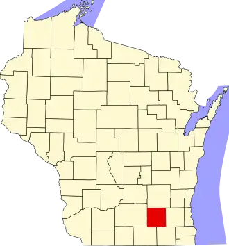 Map of Wisconsin highlighting Jefferson County