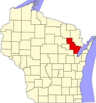 Map of Wisconsin highlighting Oconto County
