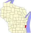 State map highlighting Ozaukee County