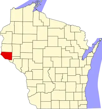 Map of Wisconsin highlighting Pierce County