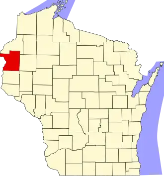 Map of Wisconsin highlighting Polk County