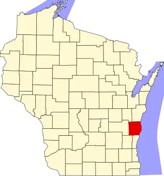 Map of Wisconsin highlighting Sheboygan County