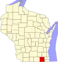State map highlighting Walworth County