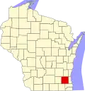 State map highlighting Waukesha County