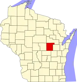 State map highlighting Waupaca County
