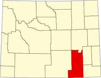 Map of Wyoming highlighting Albany County