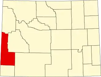 Map of Wyoming highlighting Lincoln County