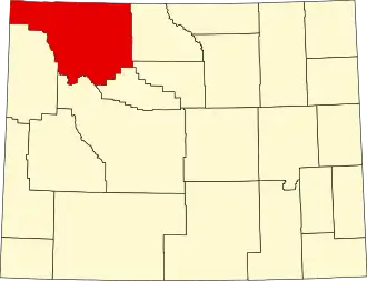 Map of Wyoming highlighting Park County