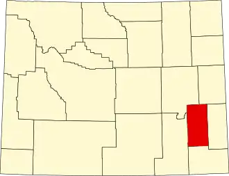Map of Wyoming highlighting Platte County