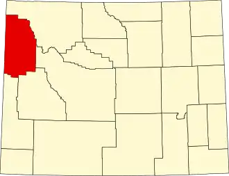 Map of Wyoming highlighting Teton County