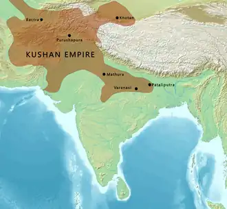 Map of Kushan empire at its greatest extent.