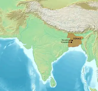 Map of the Senas of Bengal