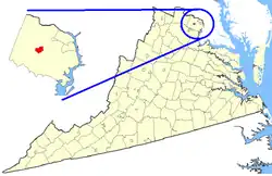 Location of Fairfax in Virginia