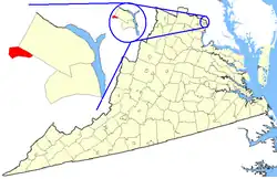 State map highlighting Falls Church