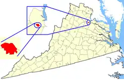 Location of Fredericksburg in Northern Virginia