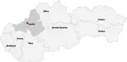 Location of Trenčín within Slovakia