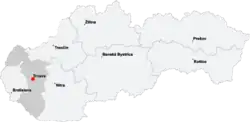 Location of Trnava within Slovakia