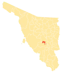 Location of the municipality in Sonora