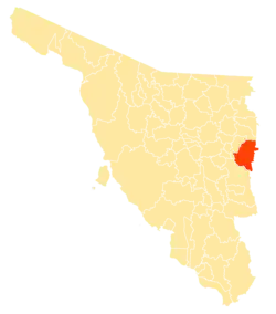 Location of the municipality in Sonora
