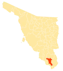 Location of the municipality in Sonora
