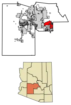 Location of Mesa in Maricopa County, Arizona