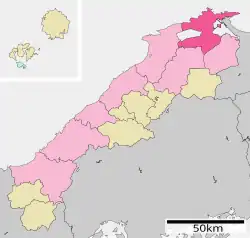 Location of Matsue in Shimane