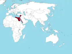 Map of the Mamluk Sultanate. It mainly covers Egypt, and includes the Hejaz region of Arabia.
