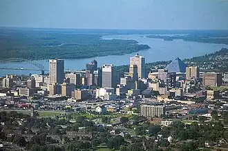 Memphis skyline from a boat on the Mississippi River