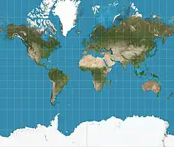 Map of the world in Mercator projection